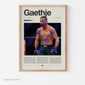 Justin Gaethje Poster – MMA Digital Download, UFC Fighter Wall Art, Mixed Martial Arts Print