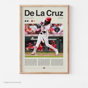 エリー・デ・ラ・クルスのポスター - 野球ポスターアート、MLBポスター、デ・ラ・クルスのウォールアート、デジタルダウンロード野球アート、ファンへの野球ギフト