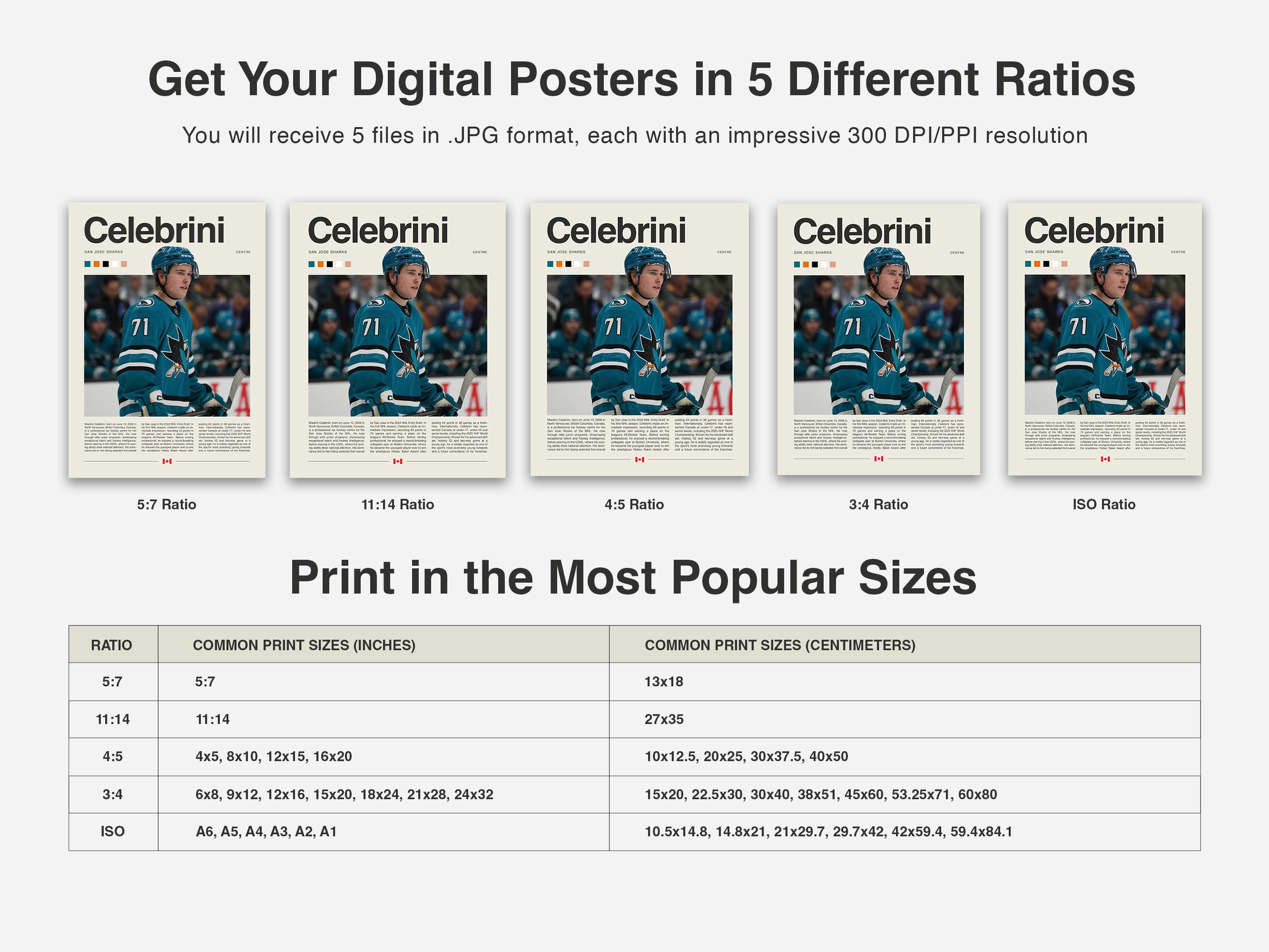 Macklin Celebrini Poster – Ice Hockey Wall Art Digital Download