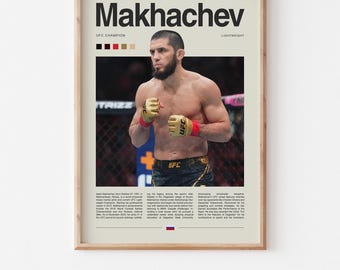 Poster di Islam Makhachev – Download digitale MMA, Arte murale di combattente UFC, Stampa di arti marziali miste