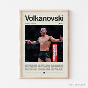 Alexander Volkanovski Poster – MMA Poster, The Great Volkanovski UFC Fighter Wall Art Mixed Martial Arts Print UFC Fight Poster for Mma Fans