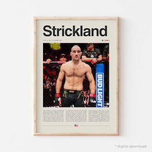Pôster de Sean Strickland – Pôster de MMA, Arte de parede do lutador de UFC Tarzan, Impressão de artes marciais mistas, Pôster de luta de UFC para fãs de MMA