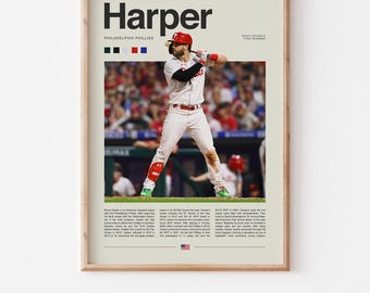 Bryce Harper Poster – Baseball Poster Art, MLB Poster, Harper Wall Art, Digital Download Baseball Art, Baseball Gifts for Fans