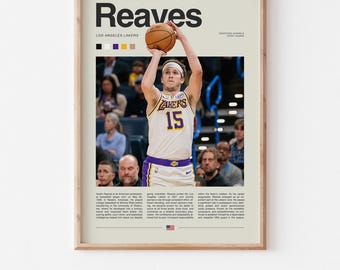 Póster de Austin Reaves: arte mural de baloncesto, descarga digital, impresión deportiva de la NBA en alta resolución.