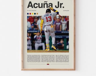 Poster di Ronald Acuña Jr. – Download digitale di Baseball Wall Art, stampa sportiva MLB ad alta risoluzione