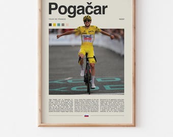 Poster Tadej Pogacar Tour De France - 40x60 Cm - Fabriqué En Italie - Neuf