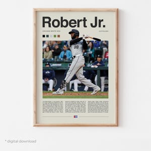Affiche de Luis Robert Jr - art de l'affiche de baseball, affiche de la MLB, art mural Robert Jr, art de baseball en téléchargement numérique, cadeaux de baseball pour les fans