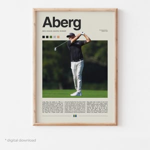 Plakat Ludviga Åberga – Grafika ścienna do golfa do pobrania w wersji cyfrowej, wydruk sportowy w wysokiej rozdzielczości, wiele rozmiarów