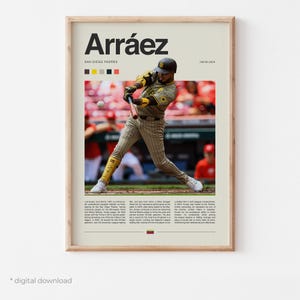Affiche de Luis Arráez - Art d'affiche de baseball, affiche de la MLB, art mural Arraez, art de baseball en téléchargement numérique, cadeaux de baseball pour les fans