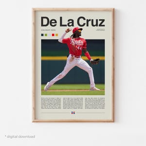 Plakat Elly De La Cruz nr 2 – wydrukowana sztuka baseballowa, plakat MLB, sztuka ścienna De La Cruz, cyfrowe pobieranie sztuki baseballowej, prezenty baseballowe dla fanów