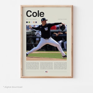 Poster Gerrit Cole - Art d'affiche de baseball, affiche de la MLB, art mural Cole, art de baseball en téléchargement numérique, cadeaux de baseball pour les fans