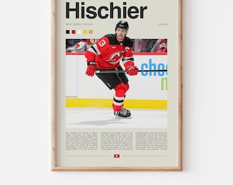 Nico Hischier Poster – Ice Hockey Wall Art Digital Download, High-Resolution Hockey Prints