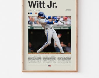 Bobby Witt Jr Poster – Baseball Poster Art, MLB Poster, Witt Jr Wall Art, Digital Download Baseball Art, Baseball Gifts for Fans