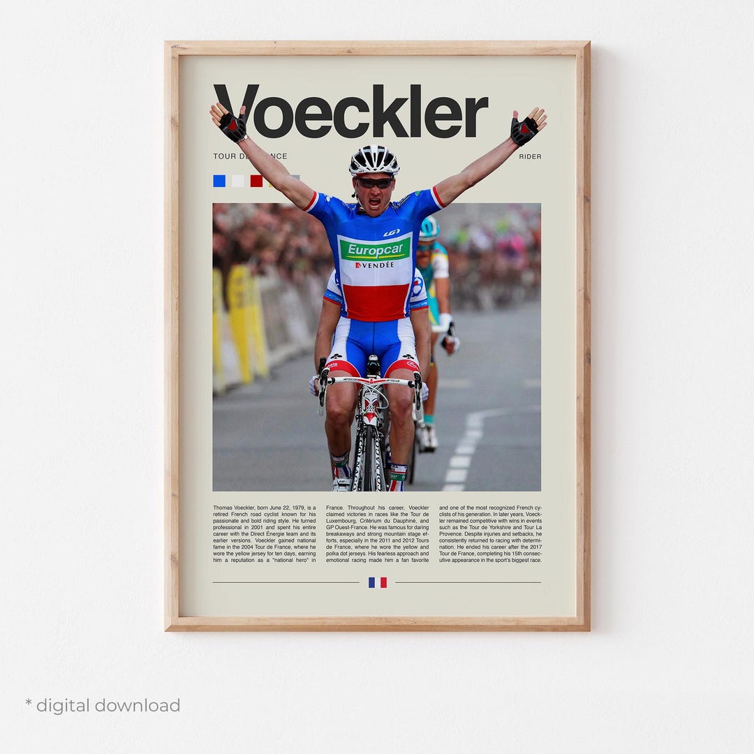 Thomas Voeckler Poster – Cycling Wall Art Digital Download, Tour