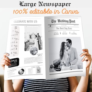 Wedding Newspaper Template: Vintage Style, Editable in Canva