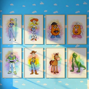 Toy Story Set Of 13 Wall Art Watercolor, Printable Toy Story Wall Decor, Disney Wall Art, Nursery Wall Art, Kids Room Wall Decor, Poster Set