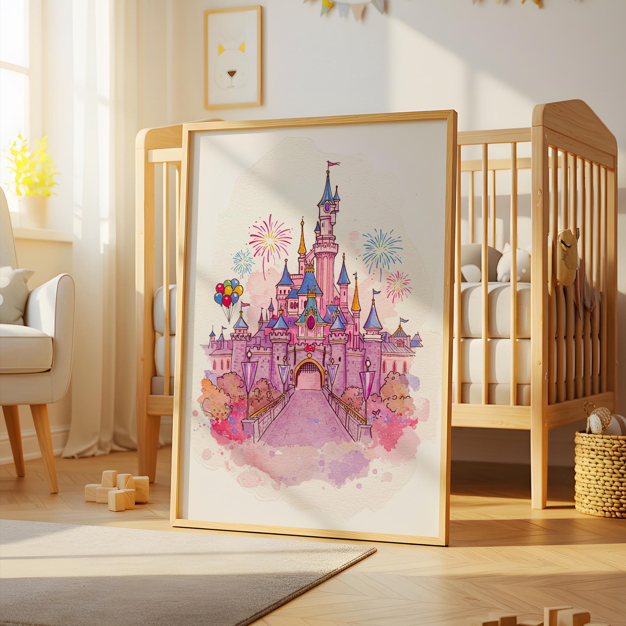 Watercolor Disneyland Wall Art, Disney Poster, Disney Wall Art, Boy Bedroom Decor, Girls Bedrooms Decor, Kids Prints, Digital Download Print