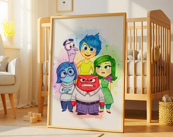 Inside Out Watercolor Wall Art Print, Printable Inside Out Wall Decor, canvas Wall Art Nursery Wall Art, Kids Room Wall Decor, Birthday Gift