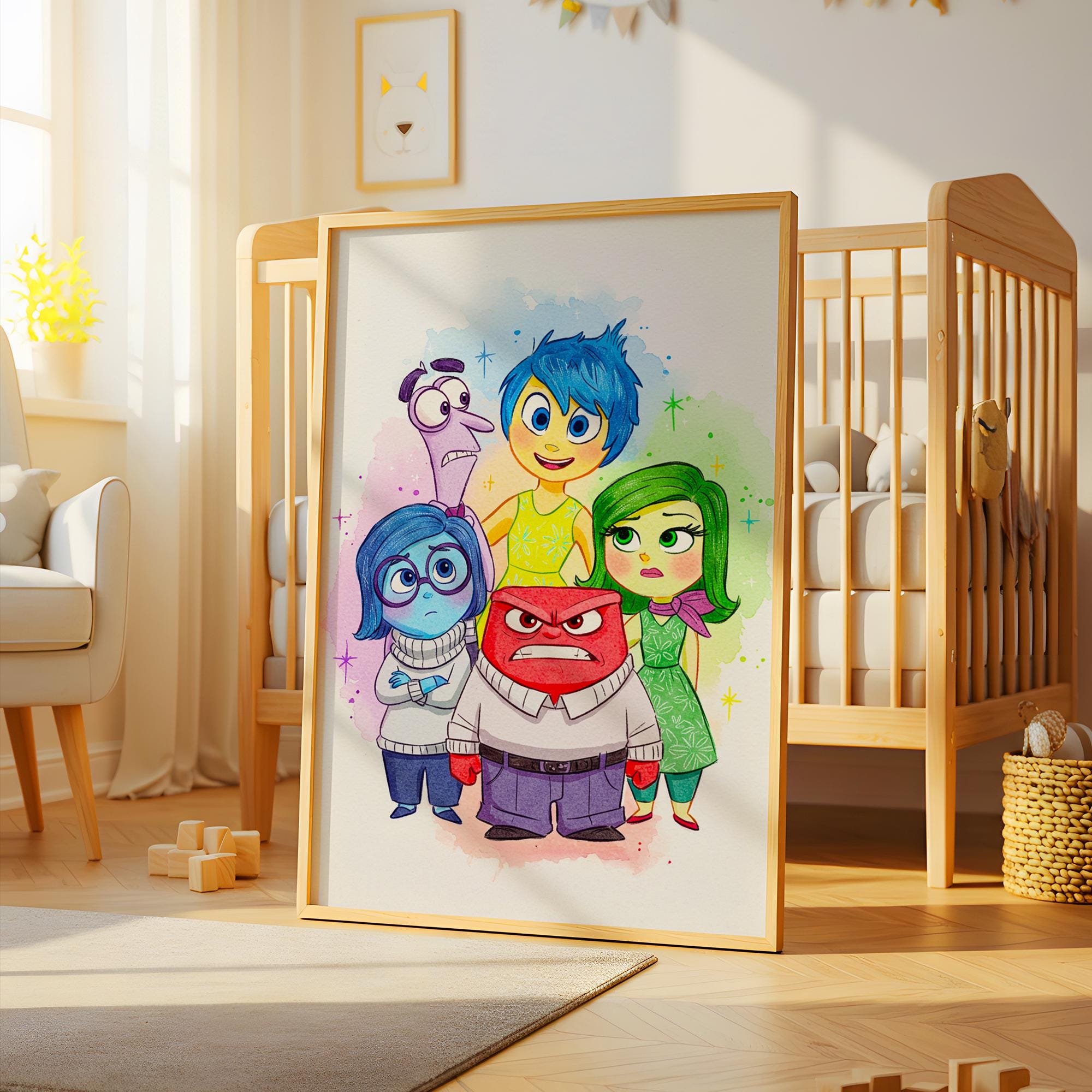 Inside Out Watercolor Wall Art Print, Printable Inside Out Wall Decor, canvas Wall Art Nursery Wall Art, Kids Room Wall Decor, Birthday Gift