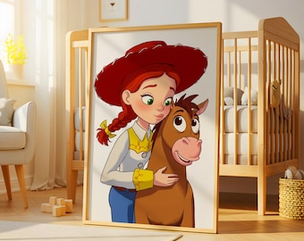 Jessie & Bullseye Wall Art Print: Toy Story Nursery Decor (Digital Download)