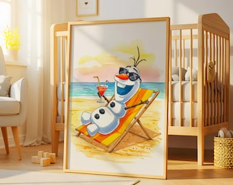 Frozen Olaf Watercolor Wall Art,Disney poster,Frozen Poster, Disney Wall Art,Olaf Print,Girls Room Decor,Nursery Prints,Kids Room decoration