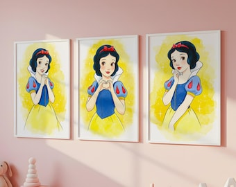 Snow White Watercolor Art Prints: Princess Nursery Decor (Digital Download)