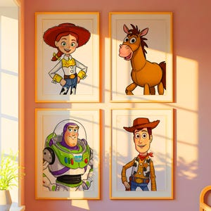 Set of 4 Toy Story Digital Wall Art, Printable Toy Story Wall Decor, Disney Wall Art,Nursery Wall Art, Kids Room Wall Decor, Birthday gift