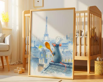 Ratatouille Wall Art Watercolor , Ratatouille Movie Poster, Disney Wall Art, Nursery Wall Art, Kids Room Wall Decor, Birthday Gift,Movie Art