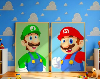 マリオ＆フレンズ ポスター キッズルームプリント：ゲームウォール