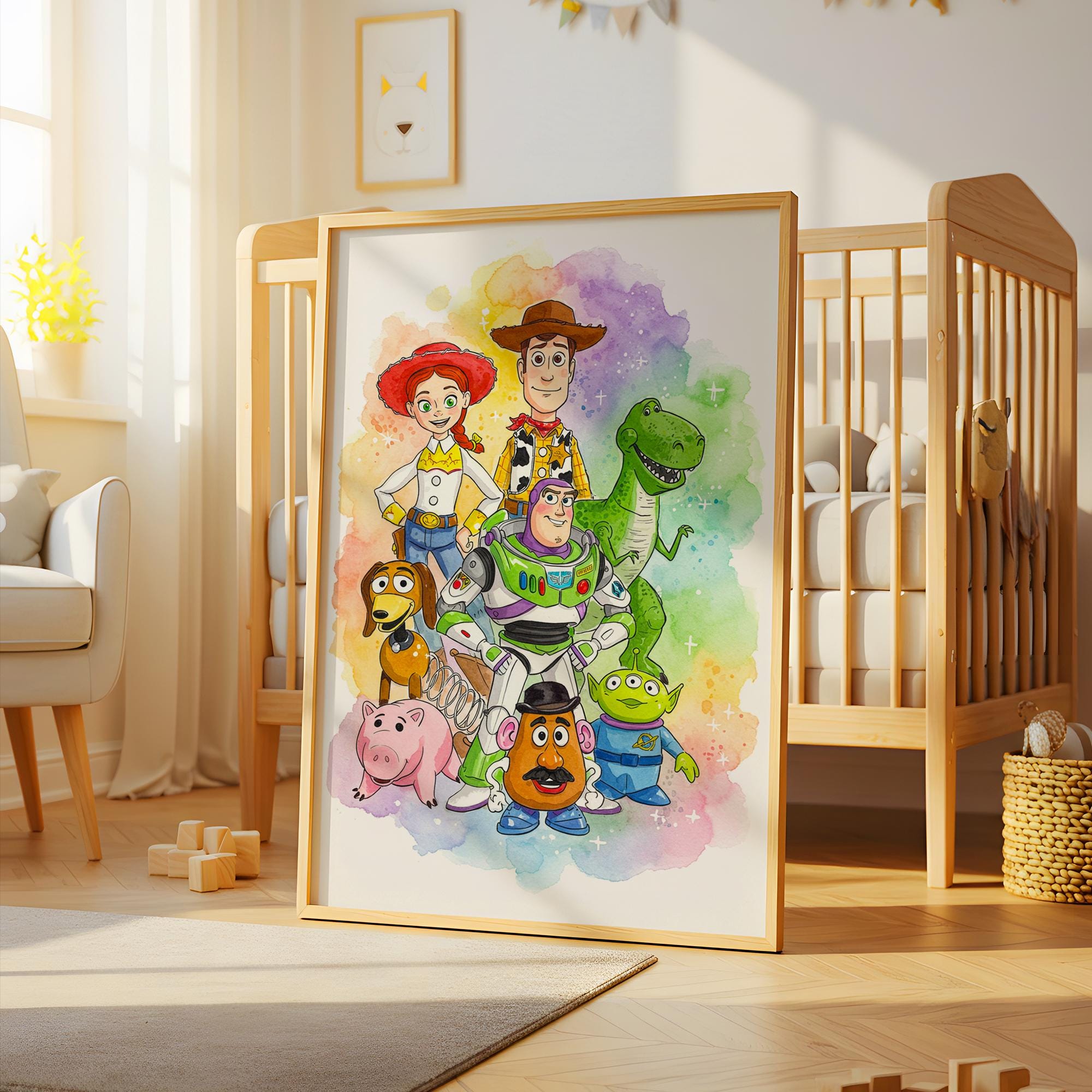 Toy Story Wall Art Watercolor Poster, Printable Toy Story Wall Decor