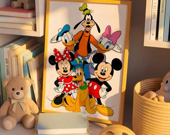 ミッキーマウスプリント3枚セット、ディズニー子供部屋寝室装飾、子供