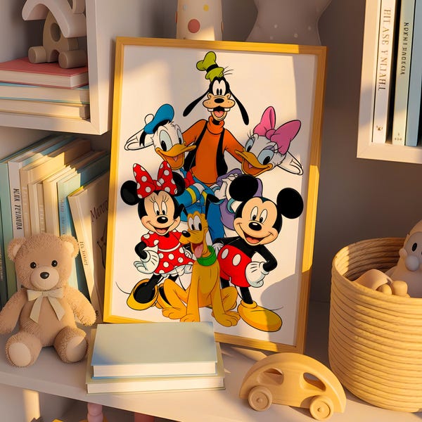 Mickey Mouse & Friends Wall Art Print , Printable Mickey Mouse Wall Decor, Mickey Mouse Poster, Nursery Wall Art, Kids Room Wall Decor