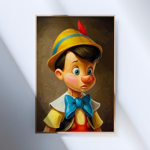 Pinocchio Portrait Wall Art Trendy Plakat, digitaler Download, druckbare eklektische Wandkunst, fertig zum Aufhängen