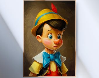 Pinocchio Portrait Wall Art Trendy poster, Digital Download, Printable eclectic wall art,Ready To Hang Canvas Wall Art Print,canvas Wall Art