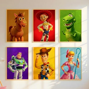 Set of 6 Toy Story Oil Painting Wall Art, Printable Toy Story Wall, Disney Wall Art, Nursery Wall Art, Kids Room Wall Decor, Birthday Gift