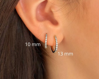 Small Hoop Earrings • 18K Gold Vermeil Huggie Hoops • CZ Minimalist Dainty Hoops • 925 Sterling Silver Everyday Jewelry • Gift for Mom