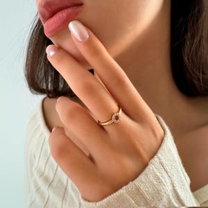 Open Circle Minimalist Ring • Karma Ring in Gold Vermeil • Micro Pave CZ • Sterling Silver • 18k Gold Vermeil Stacking Ring • Gift for Her