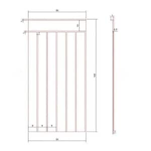 May include: A diagram of a wooden frame with 6 vertical sections, each measuring 8 inches wide. The frame is 54 inches wide and 108 inches tall. The top section is 10 inches tall. The frame is labeled with measurements in inches.