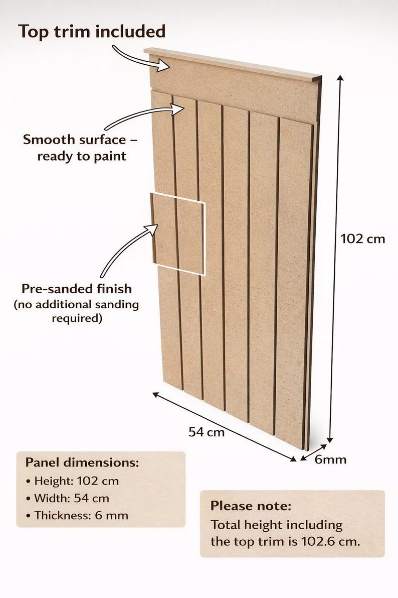 Paintable Raw MDF Wall Panel: DIY Accent Wall (45x102 cm) image 4