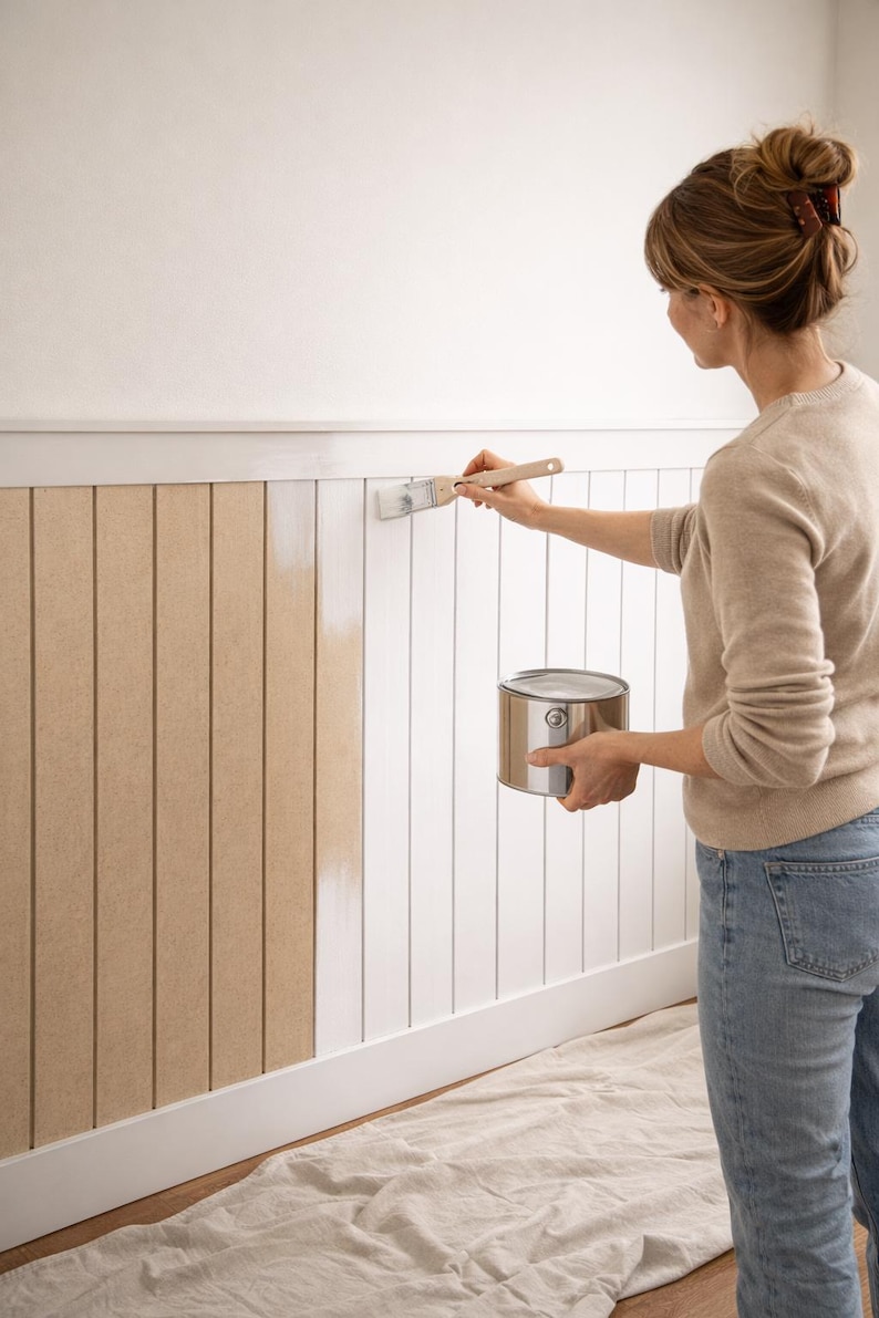 Paintable Raw MDF Wall Panel: DIY Accent Wall (45x102 cm) image 1