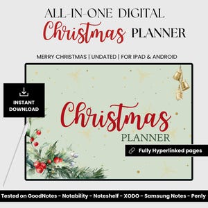 Christmas Planner Goodnotes, Digital Christmas Planner, Digital Holidays Planner, Digital Xmas Planner, Budget planner, Menu Planner, Party