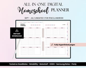 Digital Homeschool Planner undated, Digital Planner for iPad, Goodnotes - Notability, Lesson Plan template, Homeschooling Schedule, Download