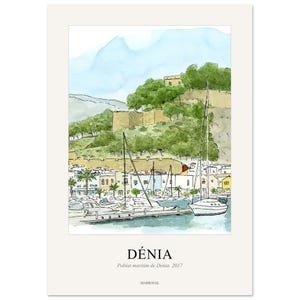 DENIA AQUARELL ILLUSTRATION - Semi-Glossy Paper Poster
