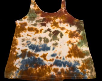 Canotta da donna tie-dye marrone e blu