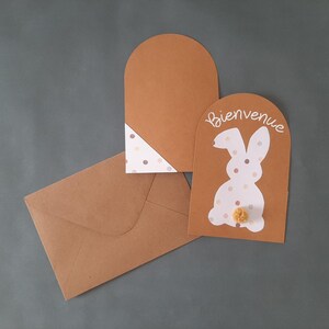 carte , carte naissance, carte bienvenue, carte bonheur, carte lapin, carte pompon