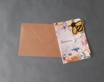 Carte, carte fleuri, carte abeille, carte bonheur, carte toute occasion, carte unique