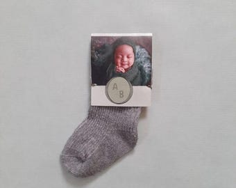 Original sock-shaped birth announcement | Personalized baby announcement with photo | Creative surprise announcement