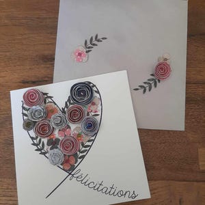 Cartes, Carte fleurie, Carte fleurs relief, Carte anniversaire, Carte mariage, Carte félicitations, Carte fleurs en papier