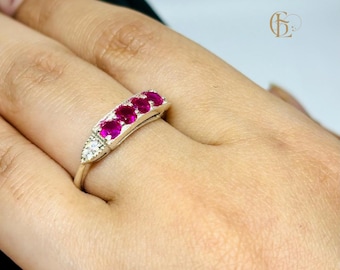Anillo de compromiso con rubí de la época victoriana, anillo de rubí de plata esterlina 924, anillo con piedra natal de julio, joyería con piedra natal personalizada, regalo del día de San Valentín