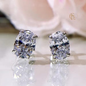 Aretes de moissanita de laboratorio con corte ovalado, chapados en oro de 18 quilates, con circonitas, de boda con diamantes ovalados, hechos a mano.